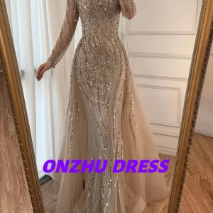 Customized square collar long-sleeved mermaid detachable trailing women evening dress dresses for special occasions Party dress