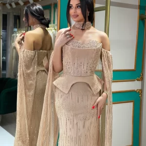 Customized strapless sleeveless shawl A-LINE Beaded luxury evening dresses dresses for special occasions Dresses gala