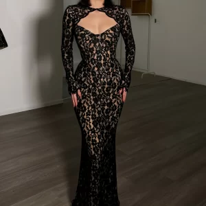 Customized V-neck shawl long sleeve Mermaid lace sexy luxury evening dresses dresses for special occasions Dresses gala